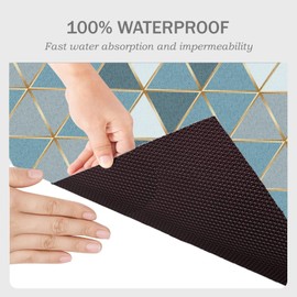SFSGQZTZ Under The Sink Mat, 24 X 36 in, Durable & Waterproof Premium Mats to Protect Kitchen & Bathroom Cabinets, Absorbent & Easy to Clean Shelf Liner(Blue & White)
