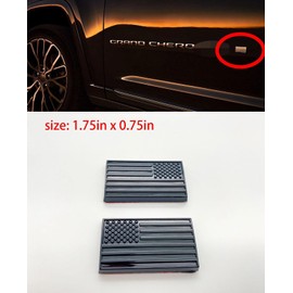 2Pc Flag USA Emblem 3D Badge Flag US Decal Nameplate Replacement for L Front Right Passenger Door Truck Car SUV (Gloss Black)