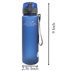 YIKANGHENG Sports Water Bottle, 19oz Blue Plastic Water Cup with Straw for Sports, Travel, and Outdoors (Blue)