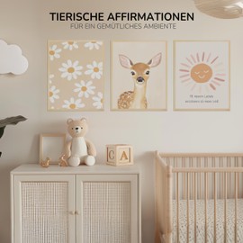 Kidsmood - Affirmation Poster for Children's Room - Encouraging Pictures for Children's Room Girls & Boys - Baby Room Decoration - Wall Pictures Animals for Children's Room Decoration [Deer | 21 x 30