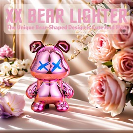 Blanzonic Cute Animal Lighter, Windproof Refillable Adjustable Lighters, Funny Keychain Lighters Gifts for Women, Perfect for Candles, Camping, BBQ (No Butane Fuel Included) (#2)