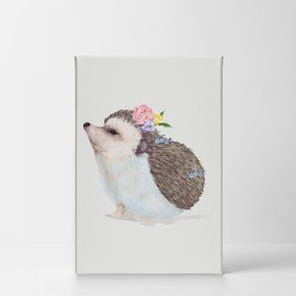 Smile Art Design Cute Animals Watercolor Paint Hedgehog Wall Decor Canvas Print Kids Room Decor Wall Art Baby Room Decor Nursery Decor Ready to Hang Made in The USA- 22x15