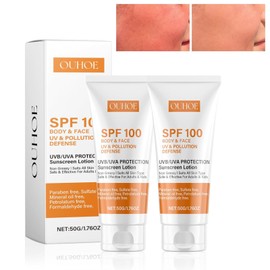Sun Cream 2 Pieces Sun Cream Face Sunscreen Sun Protection Face Sun Cream SPF 100 Waterproof Non-Greasy Strong UV Protection Sun Protection Face for All Skin Types (50 g)
