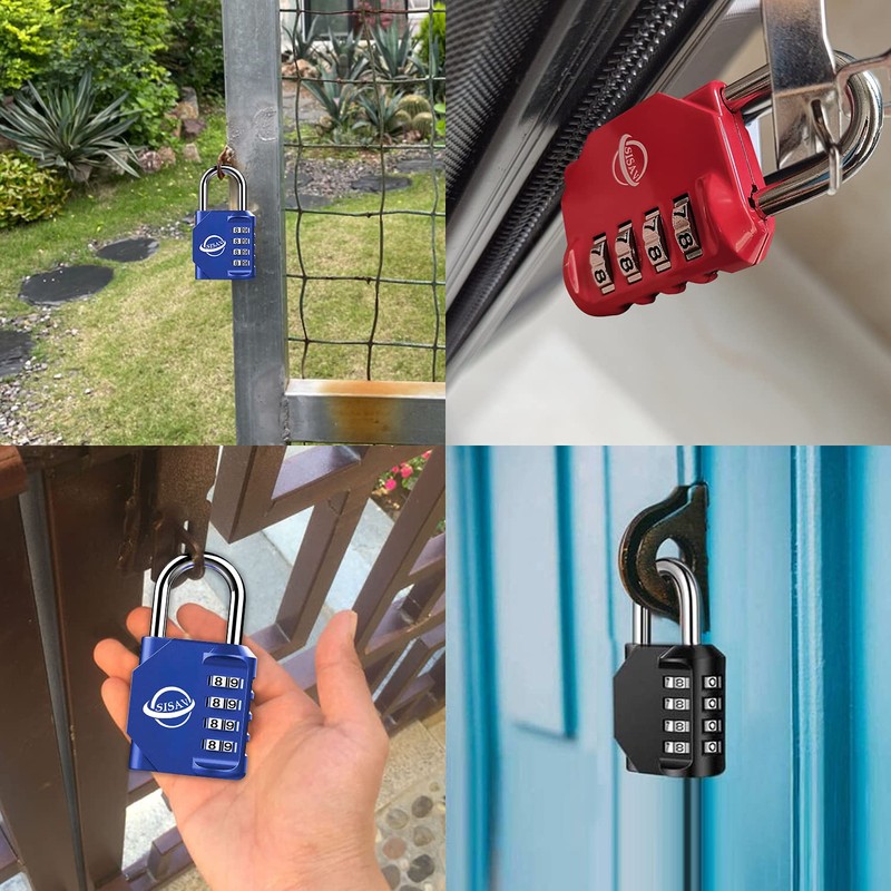 SISAV 4 Digit Combination Lock,Gym Padlock,Outdoor Combination Padlock,Suitable for School