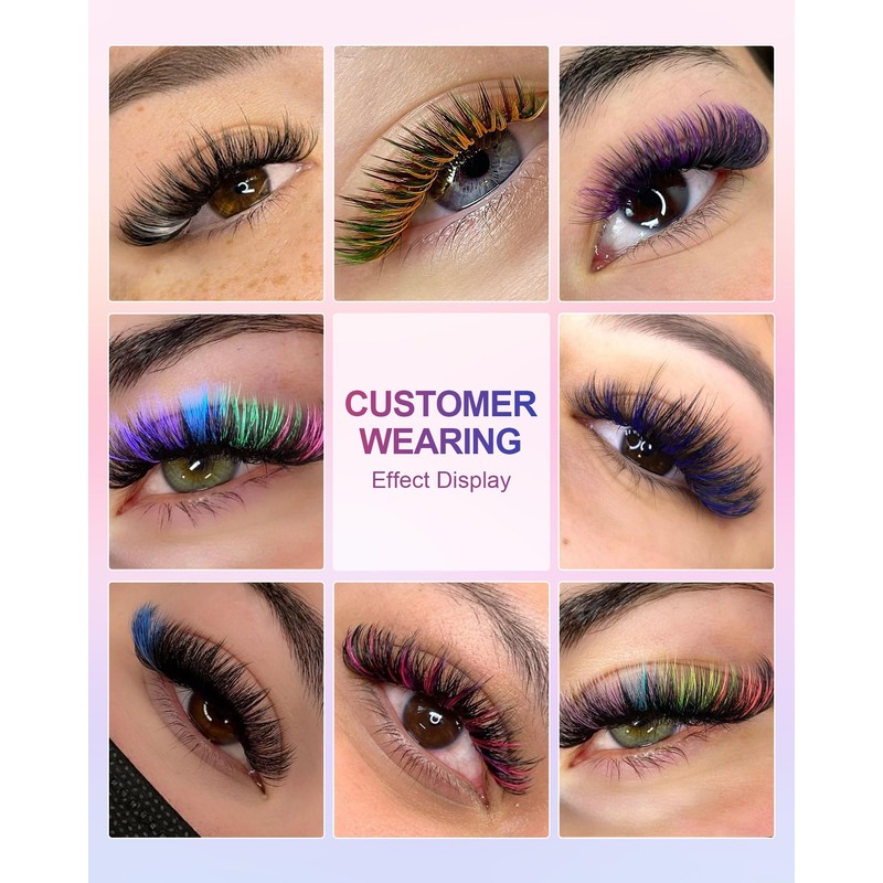 NAGARAKU Colored Eyelash Extensions 8 Colors Rainbow 0.07mm D curl