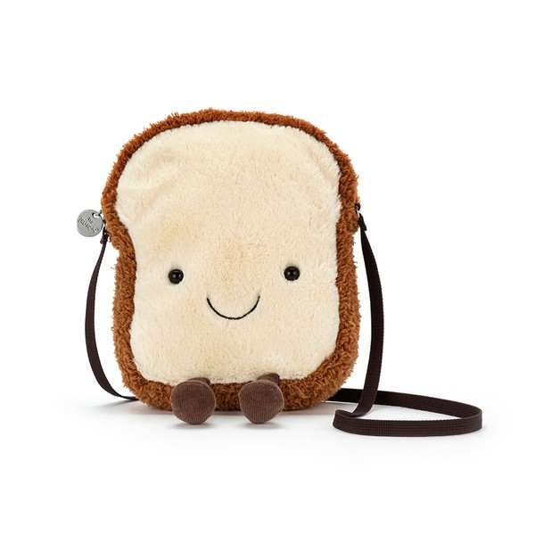 Jellycat Amuseable Toast Plush Bag Crossbody Purse with Zip Top Gifts for Kids Girls Tweens and Teens