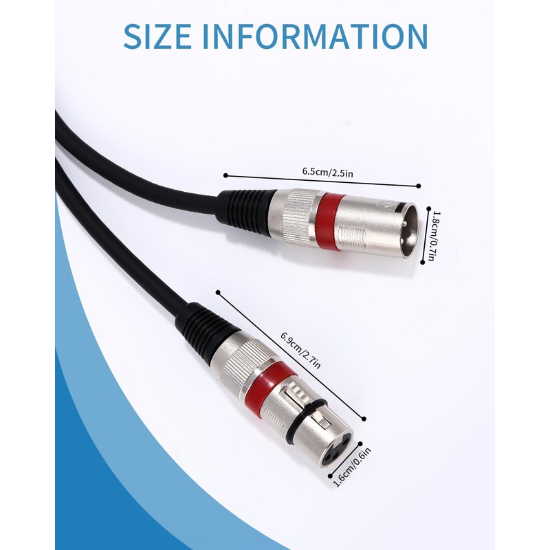 Pack of 6 1.5 m XLR Cable, Premium Balanced XLR