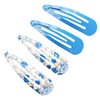 Mibella Trend Haarspangen Set, 4 Stück, Blau und Blumenmuster, Click-Clack