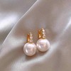 HUGE TOMATO Diamond Pearl Drop Earrings with Crystal Hoop with