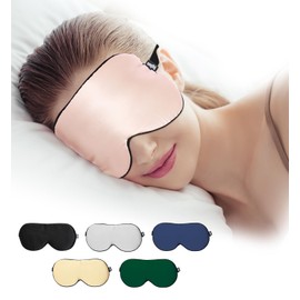 HGBOO Luxury Pure Silk Sleep Mask | 100% Natural Mulberry Silk | Double-Sided Softness | Adjustable Strap & Full Light Blocking | Perfect for Travel, Office Naps & Nighttime Sleep (Pink)