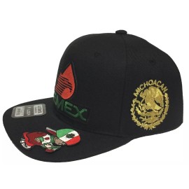 Unbranded Pemex Michoacan Logo Federal Cholito En La Visera 3 Logos Hat Black SnapBack
