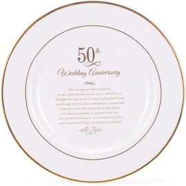 Dicksons Gold Tone 50th Wedding Anniversary 12.5 x 12.5 Porcelain Table Top Plate and Sign Plaque