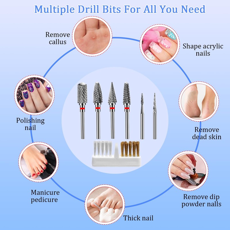 Nail Drill Bits, 6 Pieces Nail Drill Set, Nail Cutter