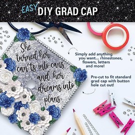 Glitter Heavyweight Premium Construction Paper for Grad Caps, 5 Sheets, DIY Grad Cap Decorations (Silver)
