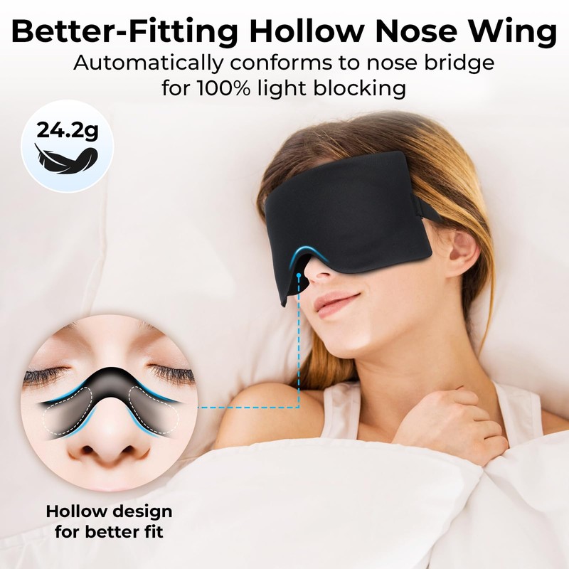 Alyvisun Blackout Sleep Mask, Deepen Eye Contour, Black