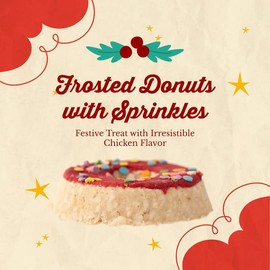 Canine Chews Frosted Donut Chicken-Flavored Christmas Dog Treats - Pack of 3 Granulated Rawhide Holiday Dog Treats - Fun and Festive Christmas Dog Cookies for Any Size or Breed