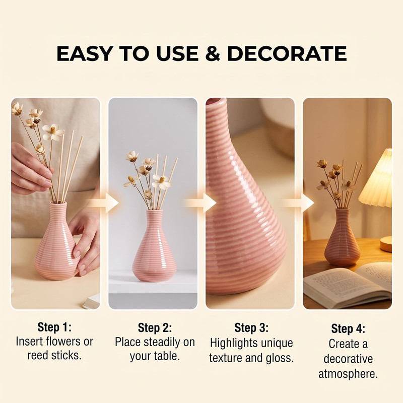 4 Inch Pink Small Ceramic Bud Vase with Narrow Mouth