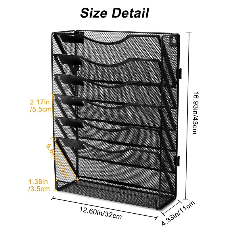 EasyPAG Wall File Holder Organizer 7 Tier Mesh Hanging Wall