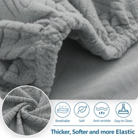 hyha Individual Couch Cushion Covers, Stretch Sofa/Couch Seat Cushion Covers, Magic Sofa Covers Washable, Dog Couch Cushion Covers for Sofa with Elastic Bottom(3 Cushion Sofa, Grey)