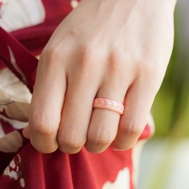 ThunderFit Silicone Rings for Women 4 Rings - Leaf Design Wedding Bands (White, Black, Rose Gold, Gray, 6.5 - 7 (17.3mm))