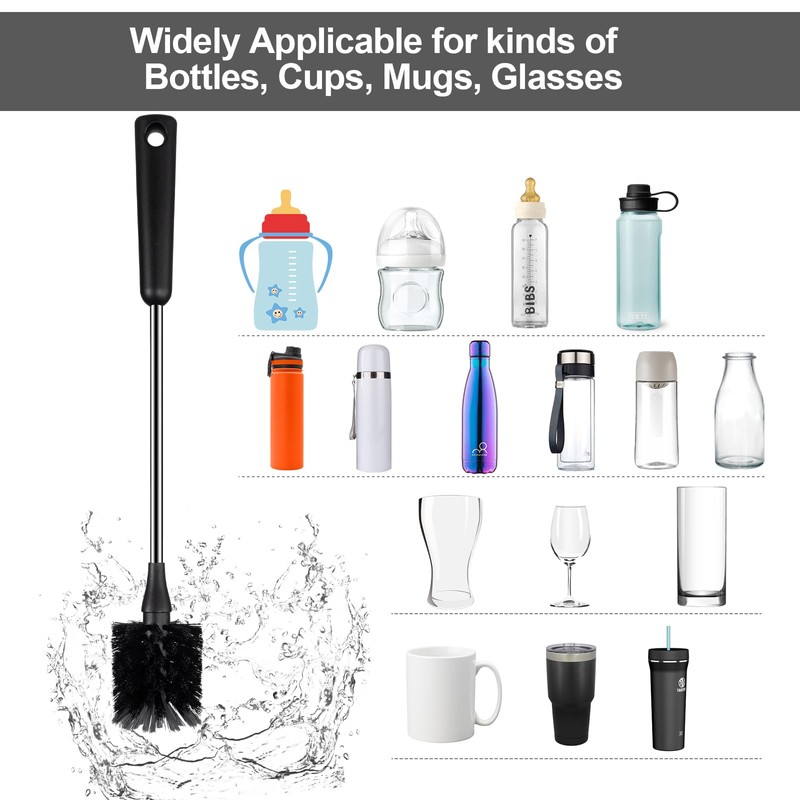 Water Bottle Brush, 15 Inches Long Stainless Steel Handle Bottle