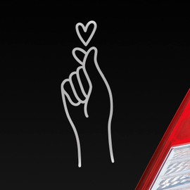 Hellweg Druckerei Car Sticker K-Pop Finger Heart Finger Heart Fun Sticker Rear Window Sticker Car Sticker with Music Motif