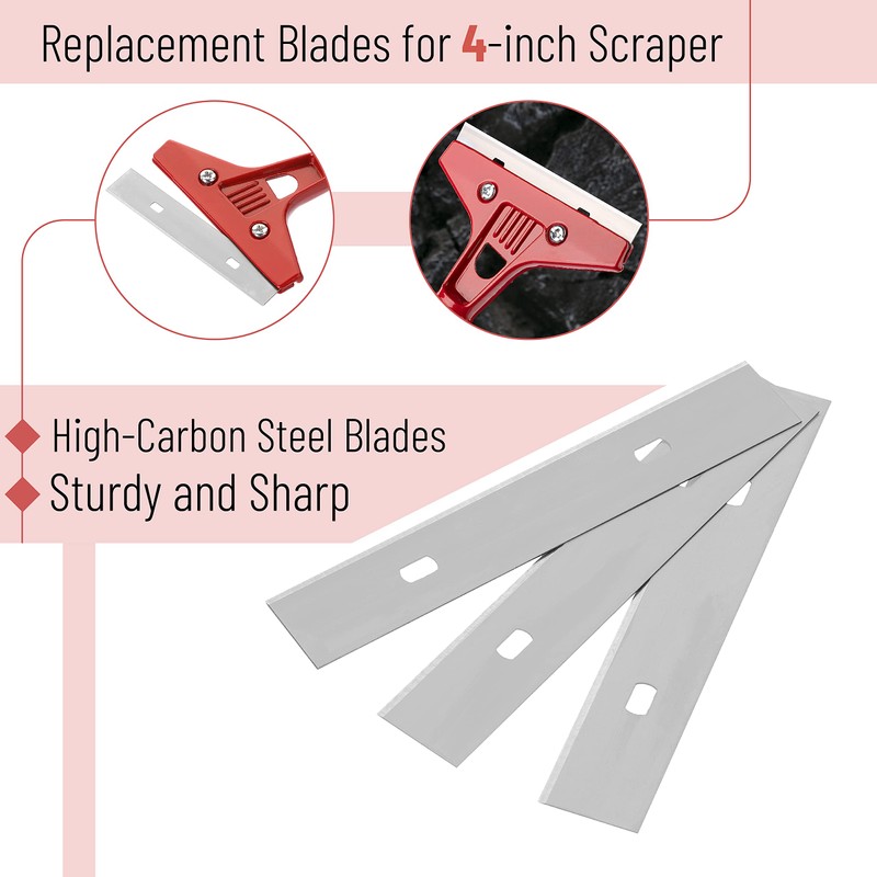 Bates- Replacement Scraper Blades, 4 Inch, 10 Pcs, Scraper Blades,