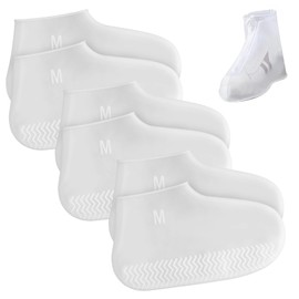 LOGJAM 3 Pairs Waterproof Silicone Rain Shoe Covers, Non Slip Reusable Shoes Cover, Boot Protectors For Women(Clear, Medium)