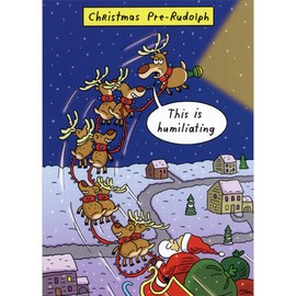 Sellers Publishing RSVP Pre-Rudolph Flying Reindeer with Flashlight Funny/Humorous Christmas Card