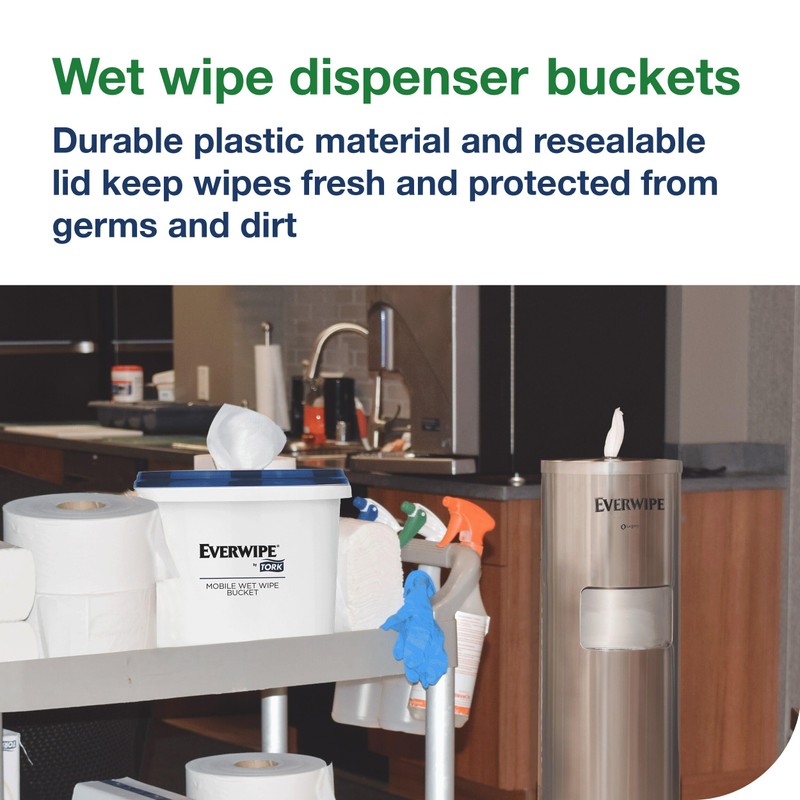 Tork Everwipe Mobile Wet Wipe Buckets White, Resealable, Bucket Compatible