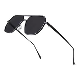 Laurinny Retro Polarized Sunglasses Women Men Oversized Square Vintage Shades Classic Large Aviator Metal Sun Glasses