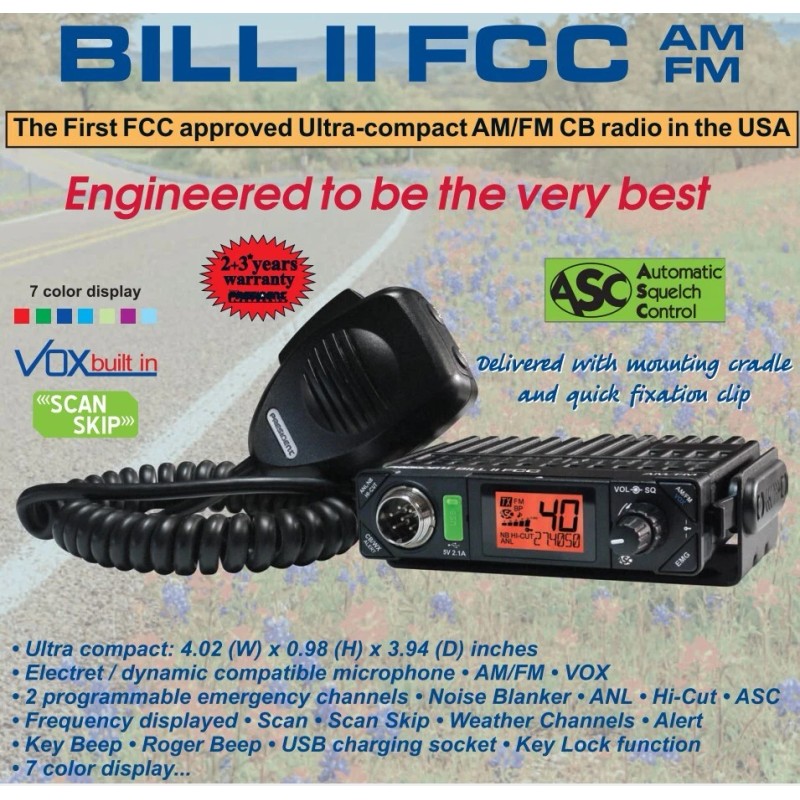 President Bill II FCC AM/ FM Ultra Compact 7 Color
