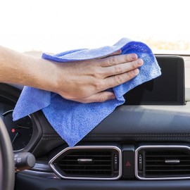 Microfiber Reusable Cleaning Cloths, 25 Pack Dispenser Box, 12" x 12", Lint-Free Rags, Clean & Polish Wipes, Home, Paint, Automotive, Industrial, Colorfast Blue