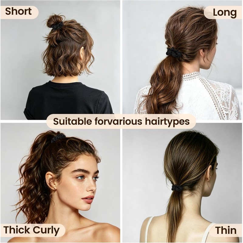 5 Scrunchies para Cabello Mujer, Coleteros Elásticos de Apariencia Seda,
