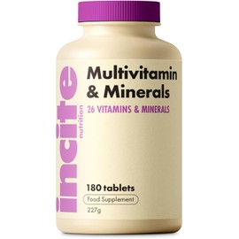 Multivitamin and Minerals | 180 Vegan Tablets | 26 Key Vitamins and Minerals for Women and Men | 6 Months Supply | Multivitamin Supplements 1 a Day Serving | Made by Incite Nutrition®