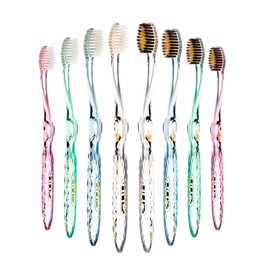 Antibakterielle Zahnbürste mit goldfarbenen und kohlefarbenen Borsten, Kristall