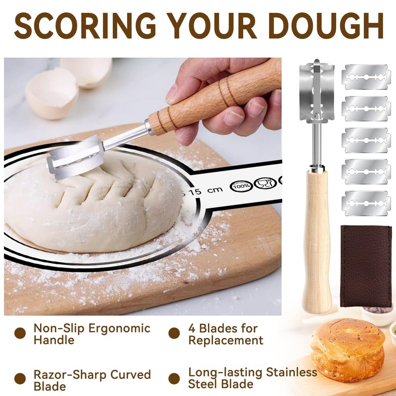 Sourdough Starter Kit, Banneton Bread Proofing Basket 9 Inch Round