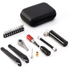 EMERK Bike Repair Tool Kit – Bicycle Multi-Tool Kit with Mini Pump, Ratchet Reversible Tool &10 Tool Bits, Tire Levers, and Portable Bag for Camping and Travel