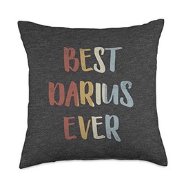 Best Darius Ever Retro Vintage Name Gift Dark Heather Gray Throw Pillow