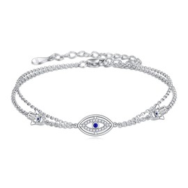 Evil Eye Bracelets 925 Sterling Silver Eye Bracelet Hamsa Hand Bracelet Evil Eye Jewelry Birthday Gifts for Women