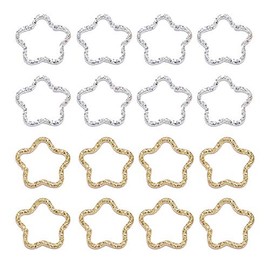 GSHLLO 100 PCS Metal Twisted Open Jump Rings Connectors Unsoldered Rings Jewelry Accessories for Jewelry Making Star Shaped