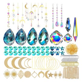 370 Pcs Crystal Kits Hanging Chandelier Crystals Prisms Parts Rainbow Maker Pendants DIY Sun Catchers Beads, Easy to Use Fine Workmanship