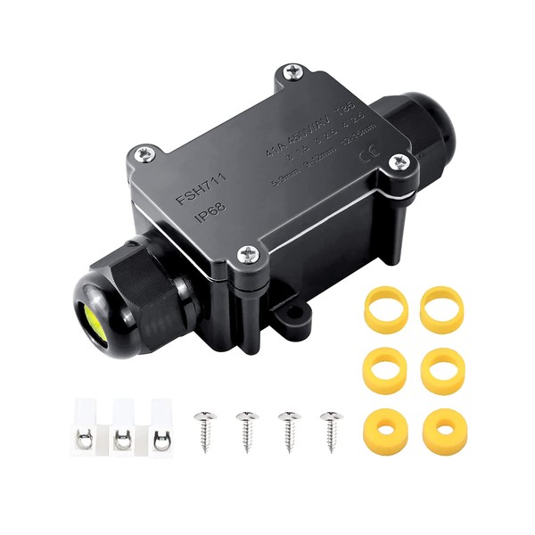 Elezenioc 𝐈𝐏𝟔𝟖 𝐖𝐚𝐭𝐞𝐫𝐩𝐫𝐨𝐨𝐟 𝐉𝐮𝐧𝐜𝐭𝐢𝐨𝐧 𝐁𝐨𝐱, 2-Way Outdoor Cable Connectors with