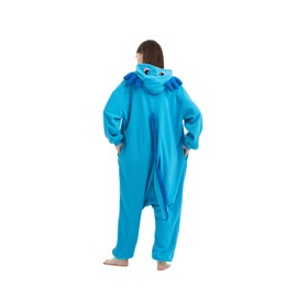 Mosbowone Animal Unisex Adult Onesie Pajamas, Axolotl Onesie Pajamas, Men and Women's One-piece Cosplay Costume Sleepwear Blue