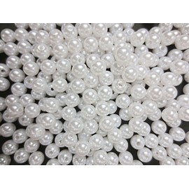 300 Pcs Acrylic Beads Pearl White 8mm Jewelry Making Huey Grocery
