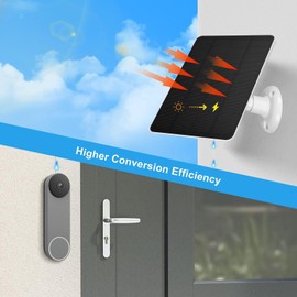 GOWENIC Cargador de Panel Solar de 10 W para Timbre con Vídeo, Cargador de Cámara con Panel Solar para Nest para Timbre Cámara 2K para Video Doorbell 2 para Timbre 3 (CSP4W-O-W)
