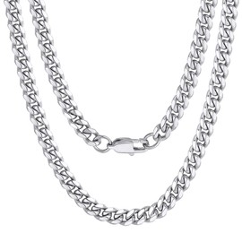 Men's Chain Necklace 18 inch 6MM 316L Stainless Steel Cuban Link Neck Chain Mens Gifts