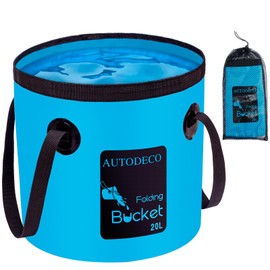 AUTODECO 5 Gallon Collapsible Bucket 1 Pack Water Container Portable Wash Basin for Fishing Camping Car Washing Hiking 20L Blue