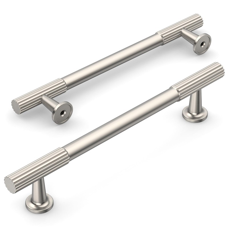 Amerdeco 10 Pack Brushed Satin Nickel Cabinet Pulls 5 Inch(128MM)