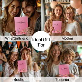 Leuik Birthday Gifts for Women|Thoughtful Gifts for Her|Pop Up Valentines Day Card|3D Fresh Cut Paper Flowers Bouquet|Birthday Cards for Women with Envelope (Tulip)